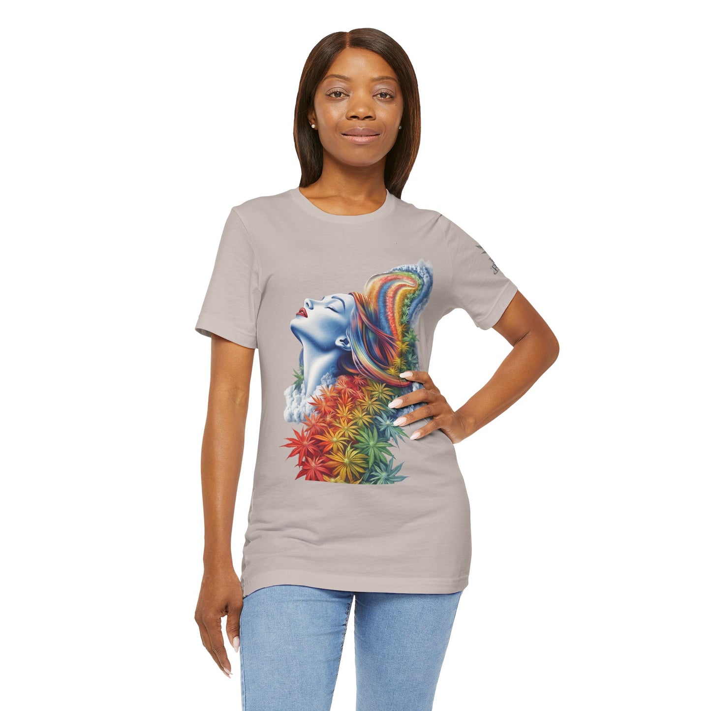 Rainbow Bloom Tee - Premium Airlume Cotton Cannabis Culture Spectrum Goddess Art