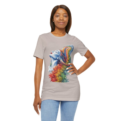 Rainbow Bloom Tee - Premium Airlume Cotton Cannabis Culture Spectrum Goddess Art