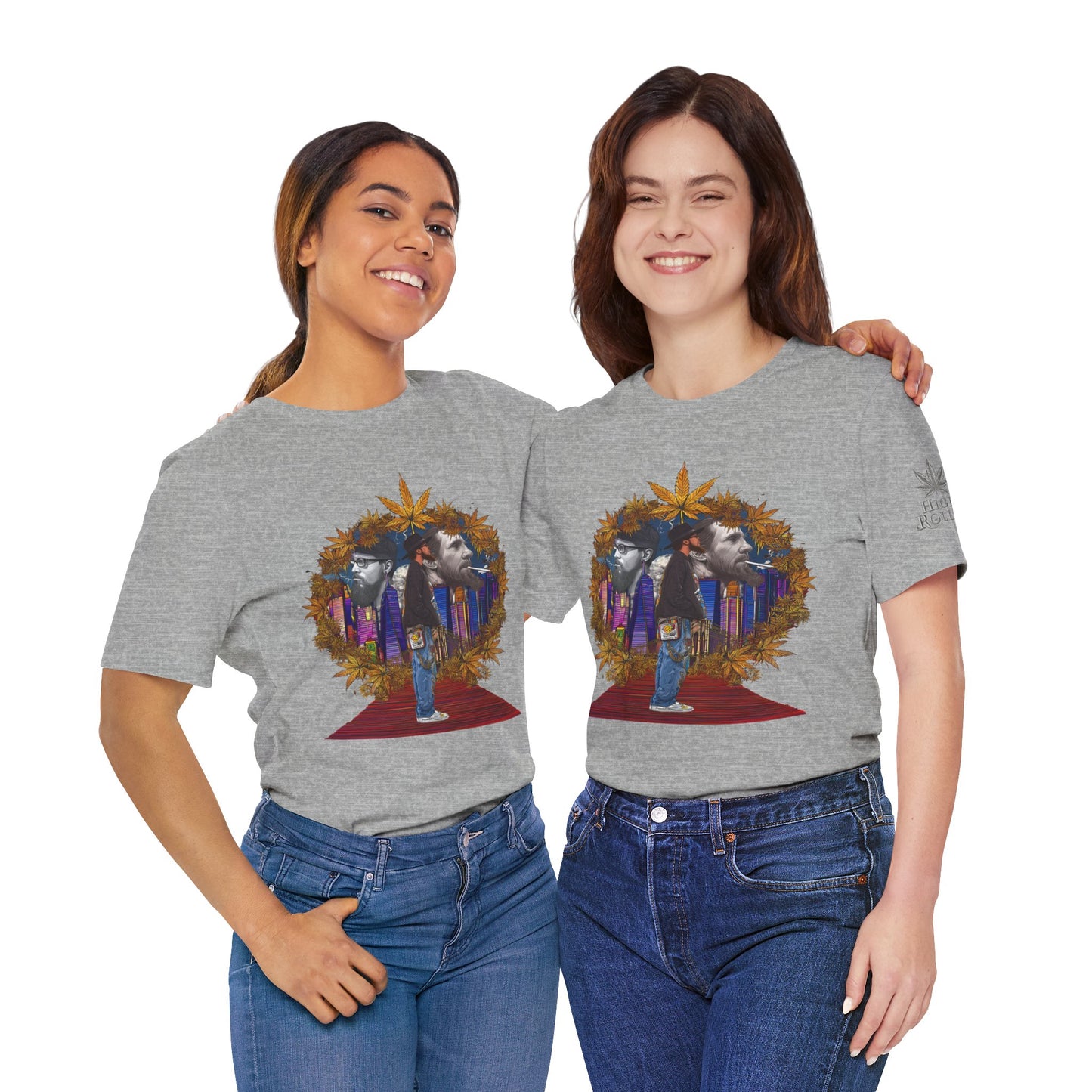 High Roller Red Carpet Cannabis T-Shirt - Premium 420 Hip-Hop Legacy Golden Frame Street Culture Artistic Portrait Apparel