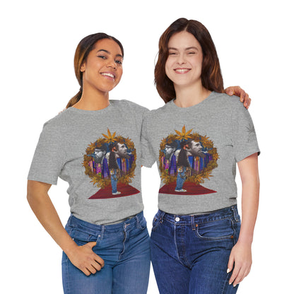 High Roller Red Carpet Cannabis T-Shirt - Premium 420 Hip-Hop Legacy Golden Frame Street Culture Artistic Portrait Apparel