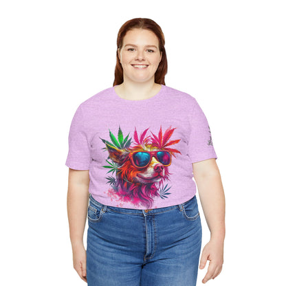 Spectrum Pup Tee - Premium Airlume Cotton Cannabis Culture Psychedelic Dog Art