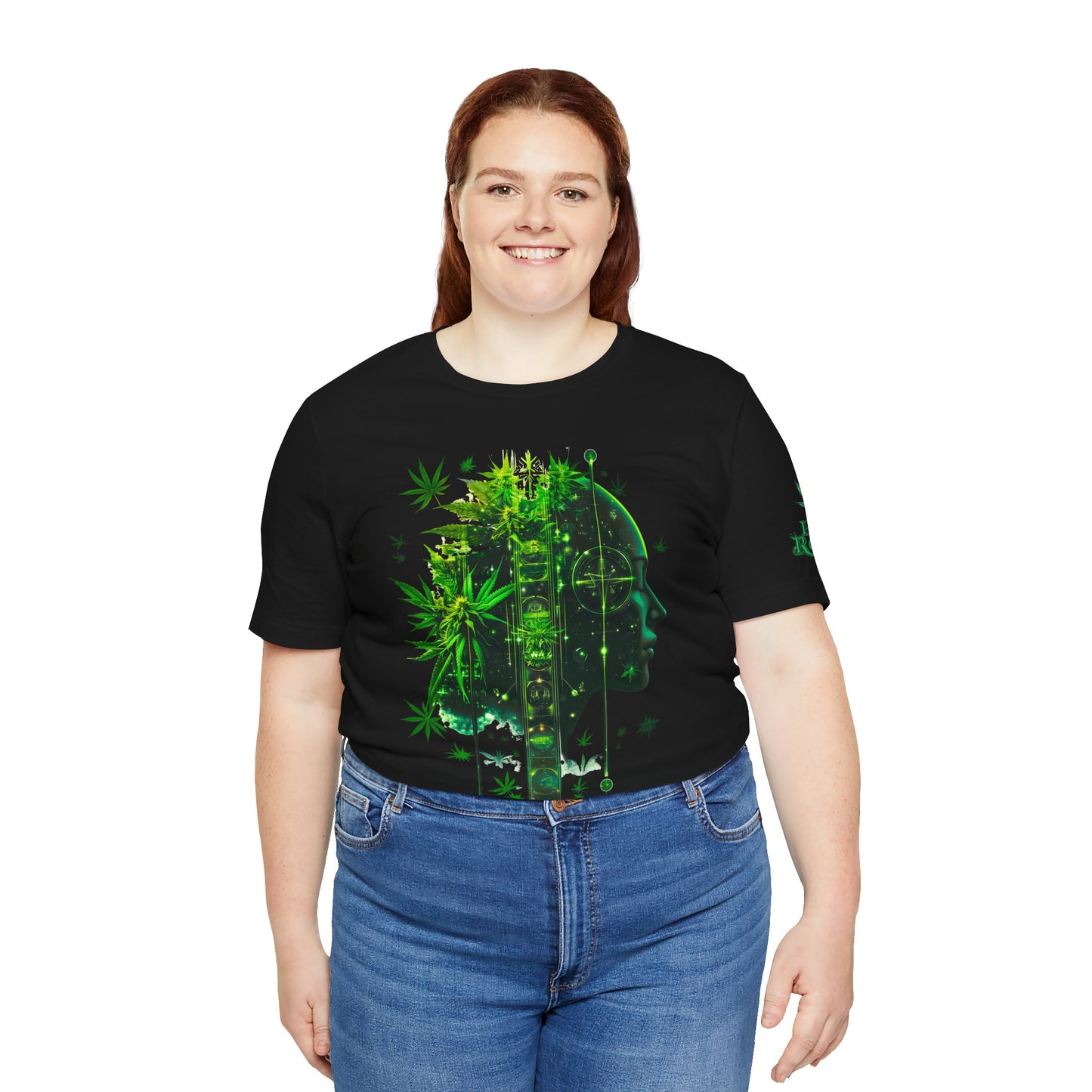 Digital Mind Tee - Premium Airlume Cotton Cannabis Culture Tech Art Matrix Design