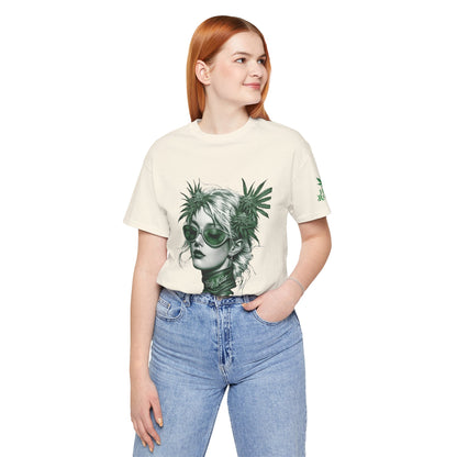 Green Queen T-Shirt - Premium Airlume Cotton Cannabis Crown Portrait Art Tee