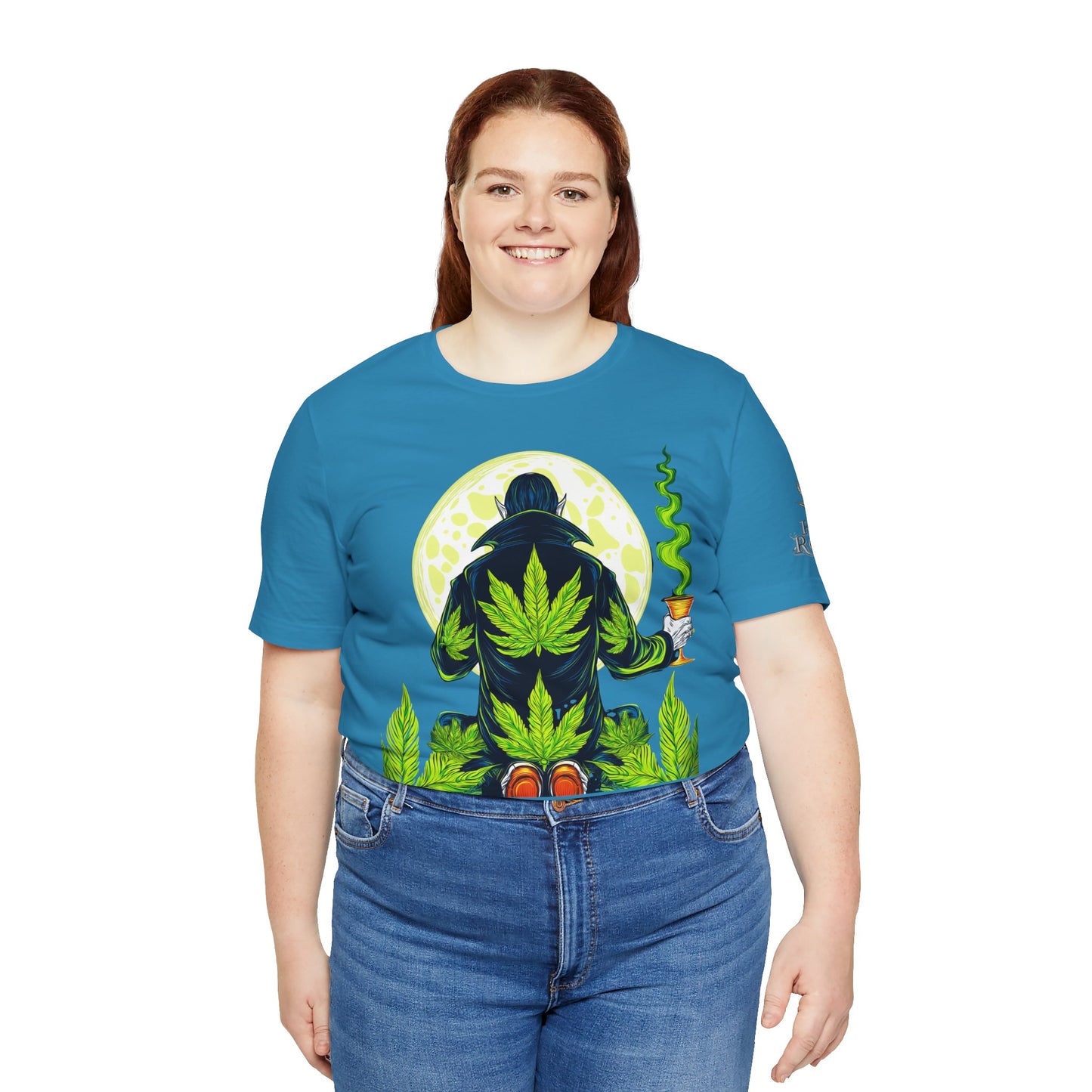 Luxury Gothic Cannabis Vampire T-Shirt - Premium Dark HIGH ROLLER Streetwear - Elevated Nocturnal 420 Fashion
