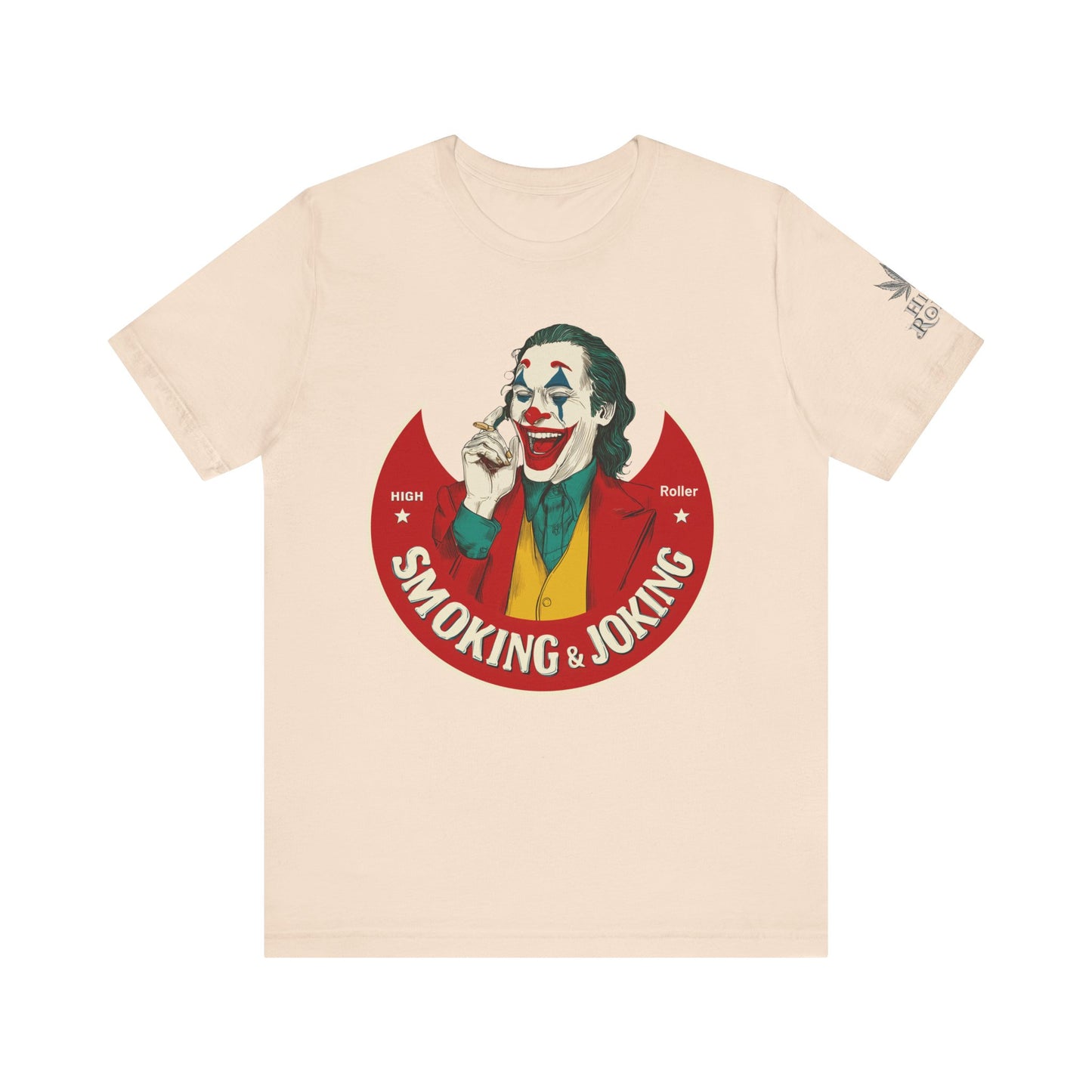 High Roller Villain T-Shirt - Premium Airlume Cotton Cannabis Joker Badge Art Tee